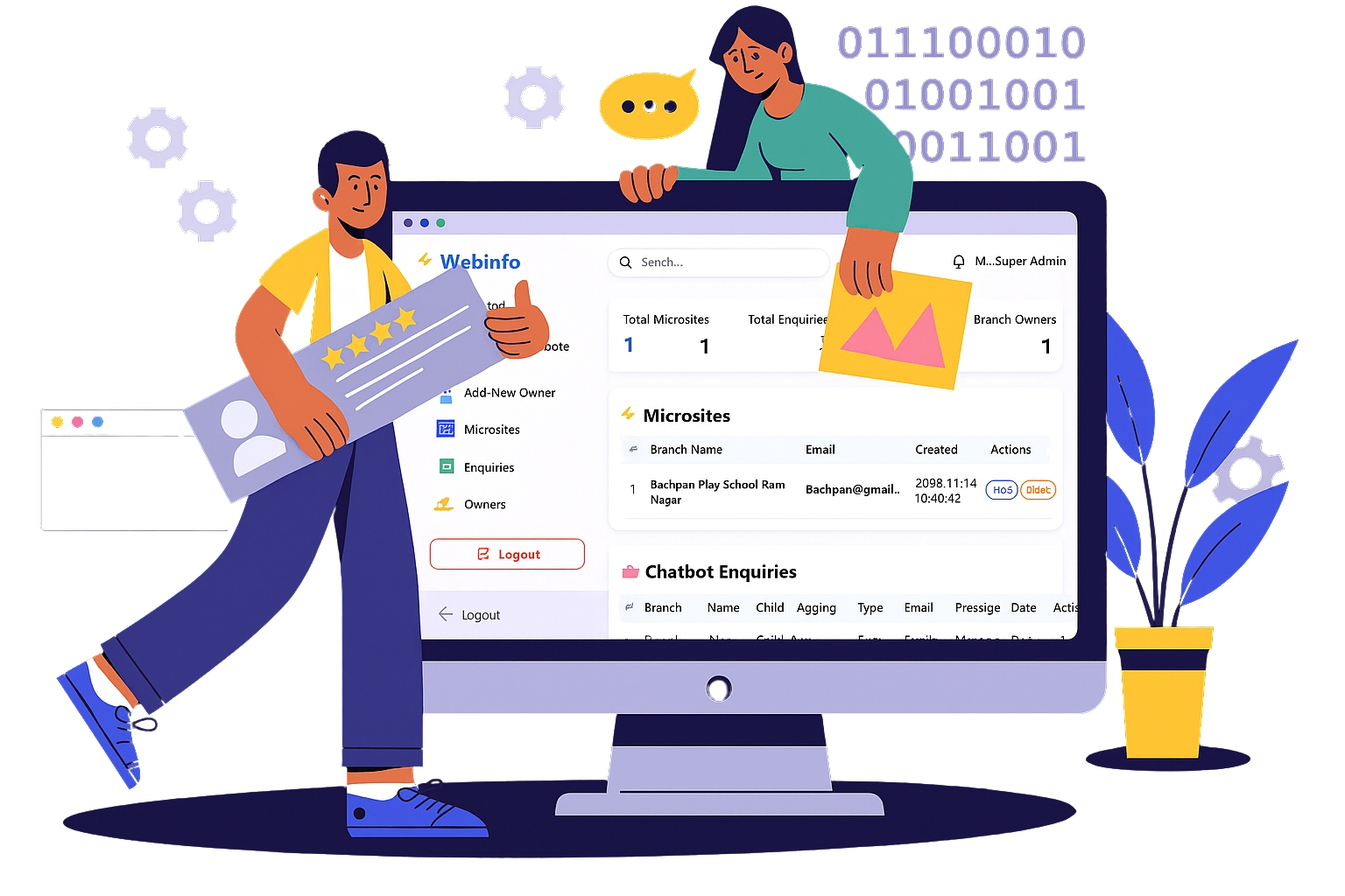 Webinvo CMS Dashboard Illustration